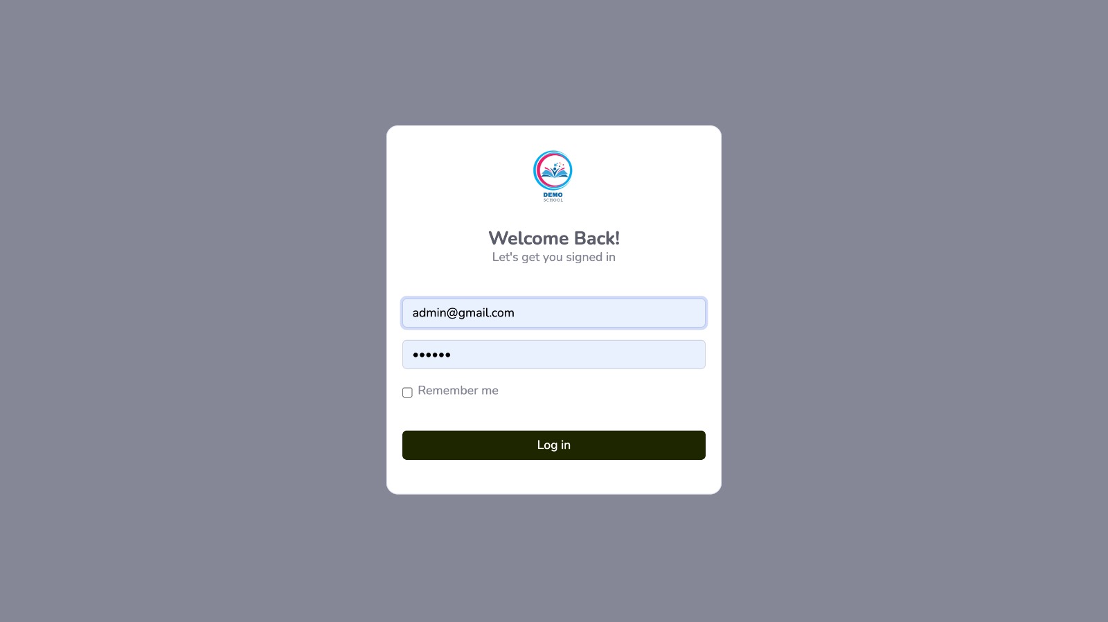 School portal login screen