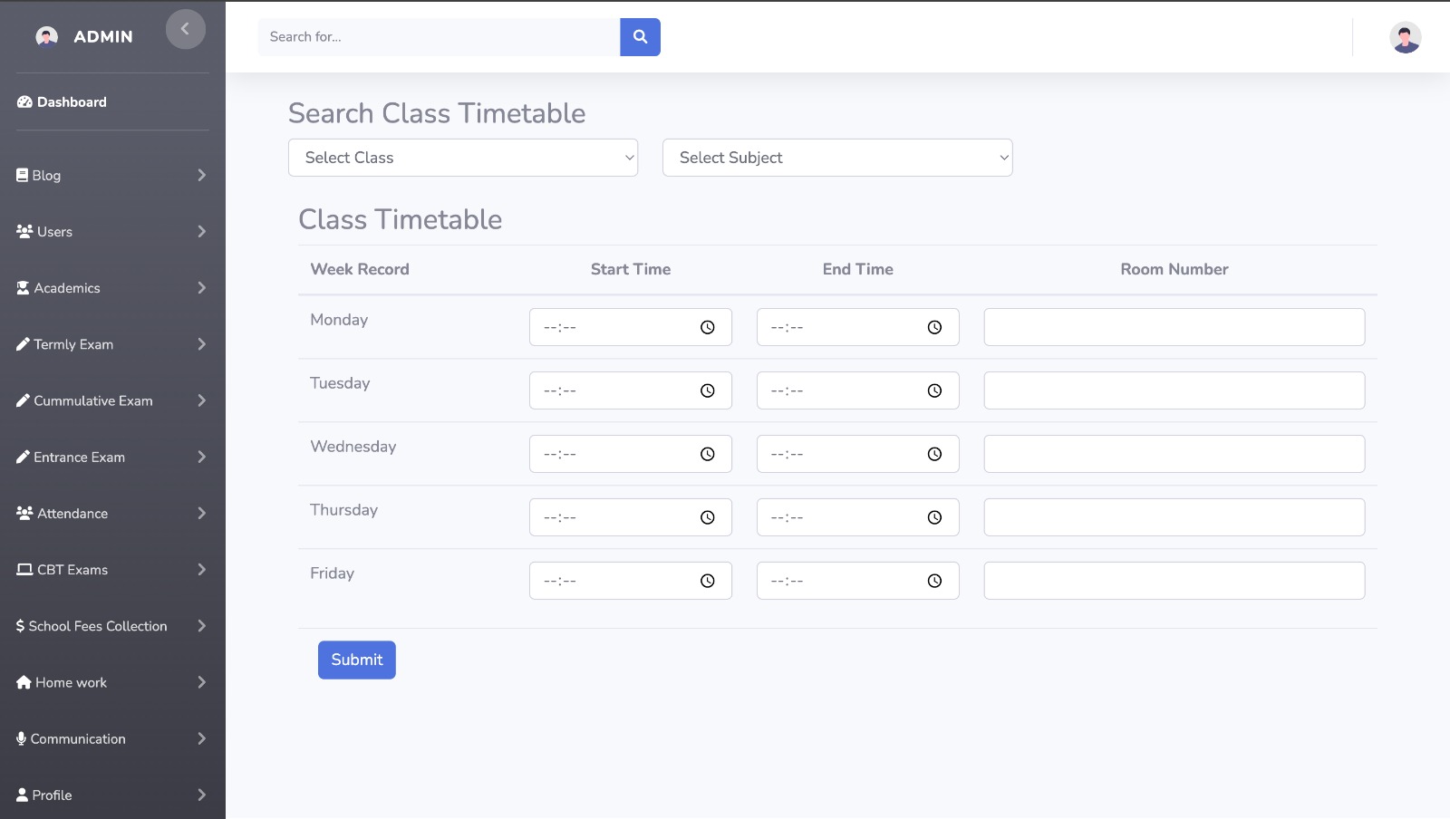 Class timetable builder